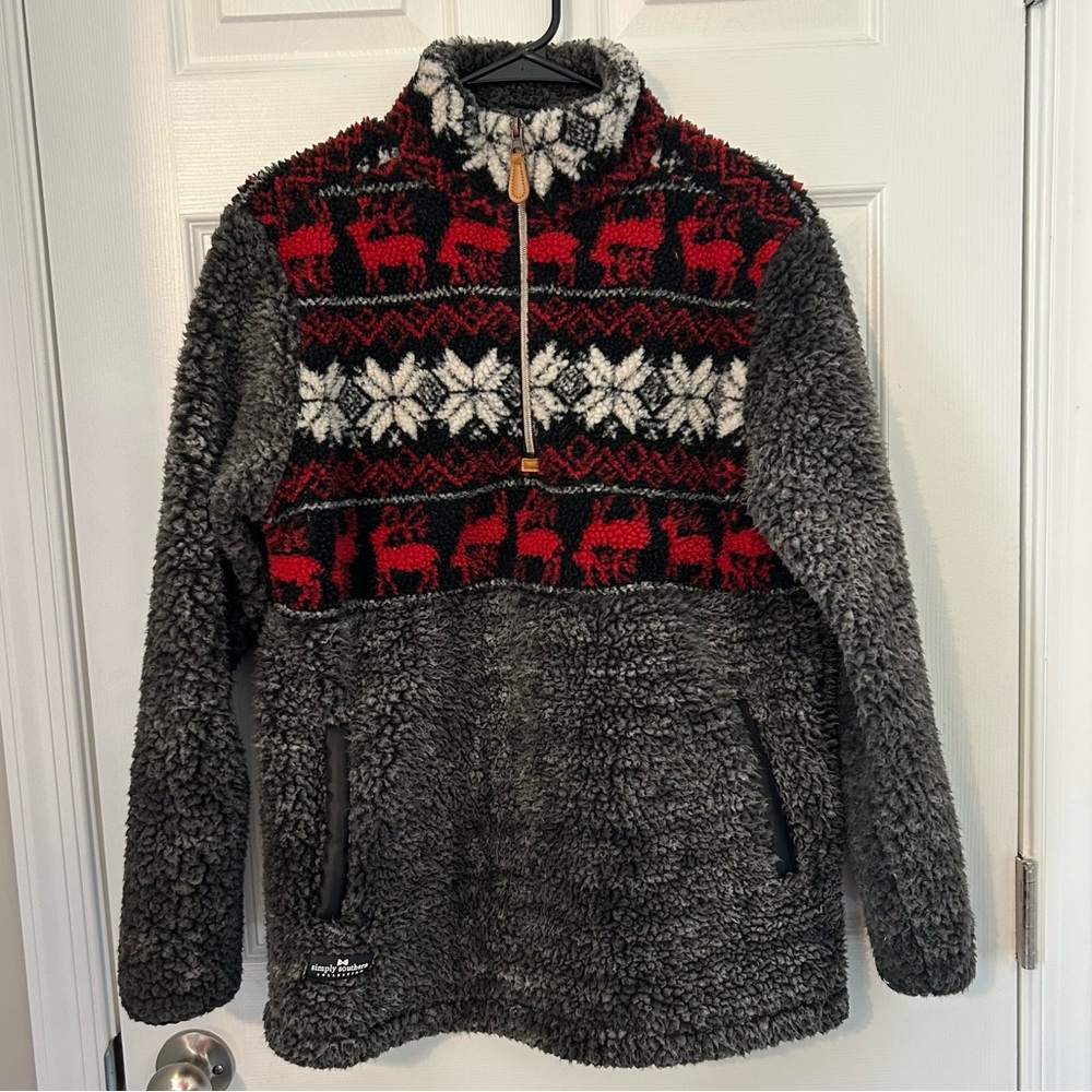 Simply Southern Deer Quarter Zip Sherpa, women’s S